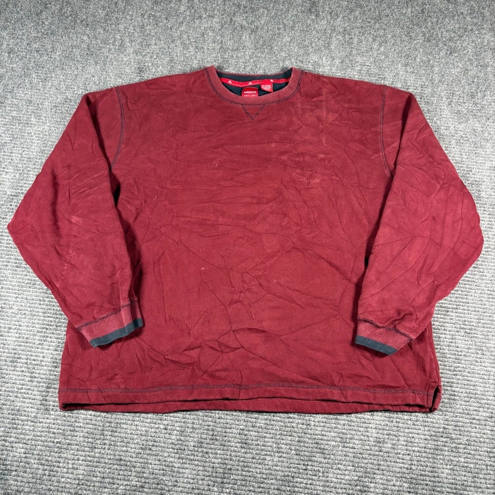 Arrow USA 1851 Sweatshirt Mens XL Burgundy Excellent Crewneck Ribbed Trim